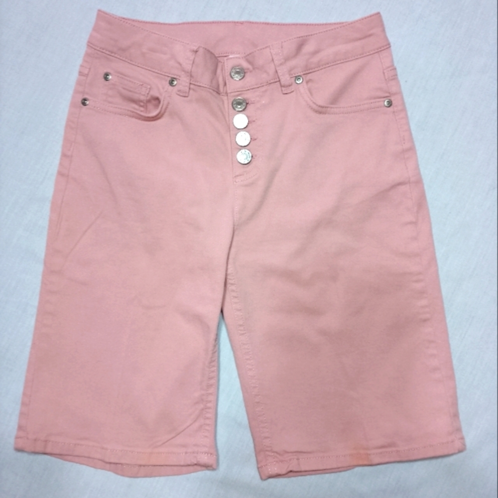 Lascana Stylish Pink Button-Up Stretch Long Shorts